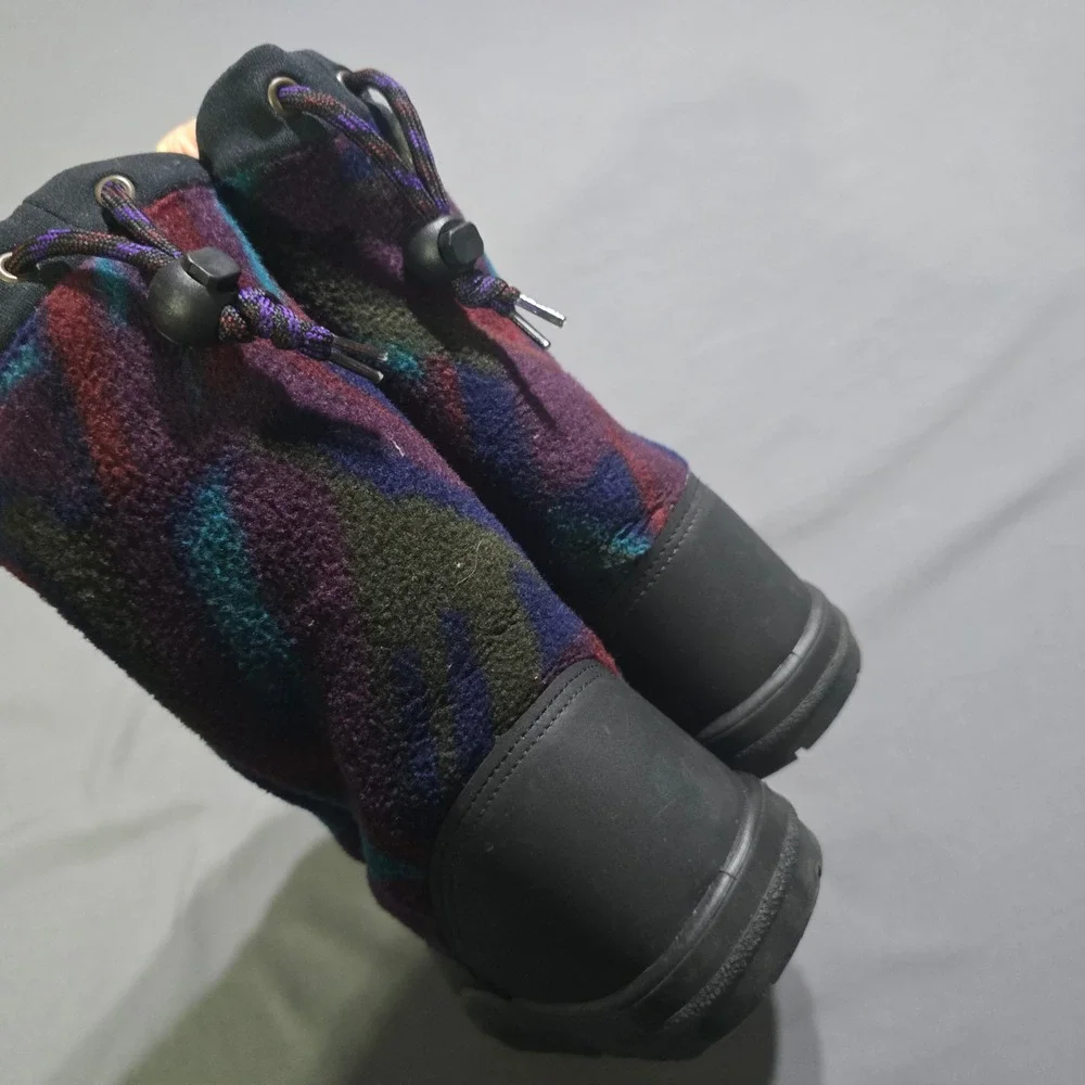 vintage 90s LL Bean Winter Boots Womens 8  Geometric Fleece Lined